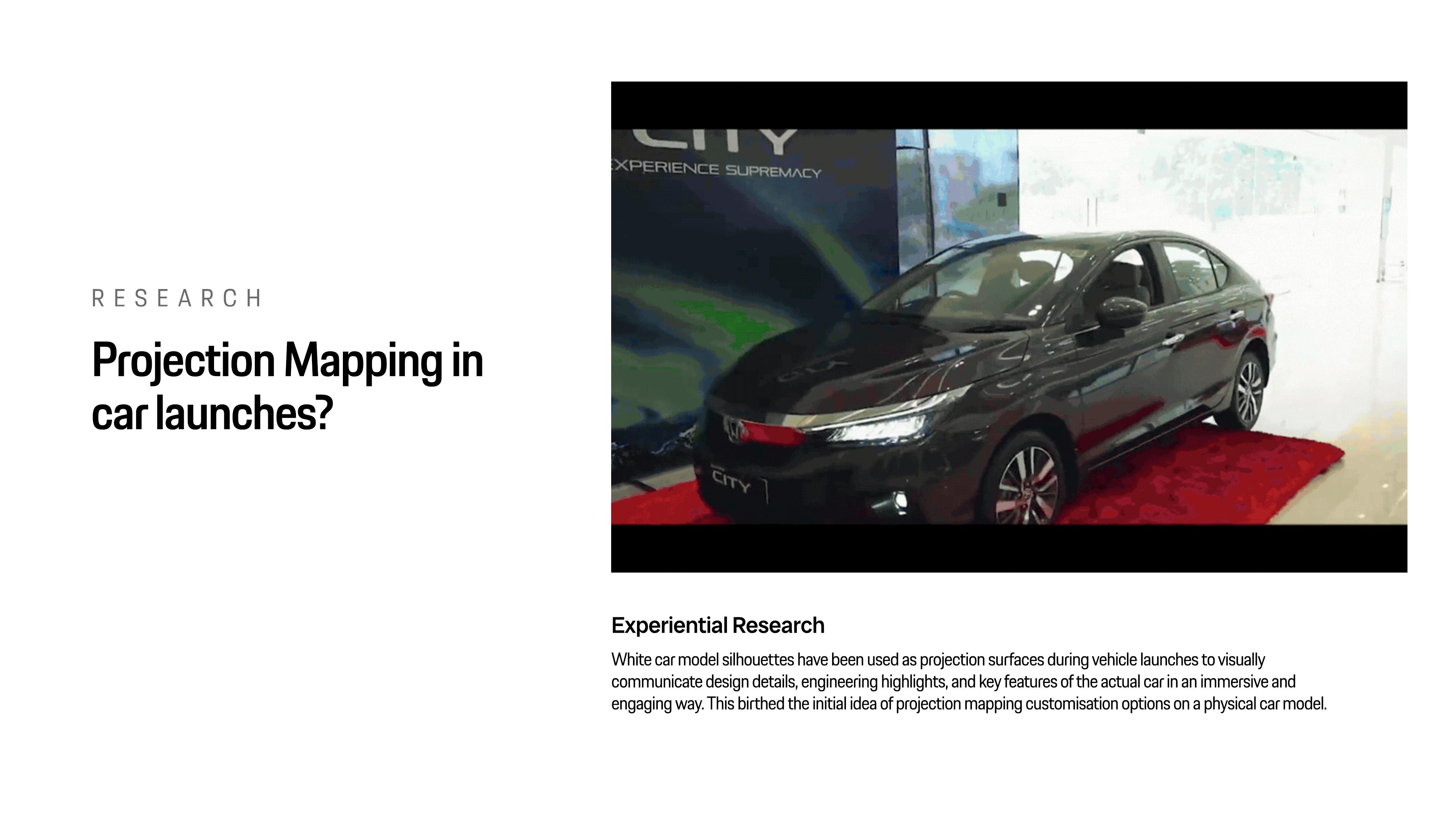 Projection mapping research in automotive car launches