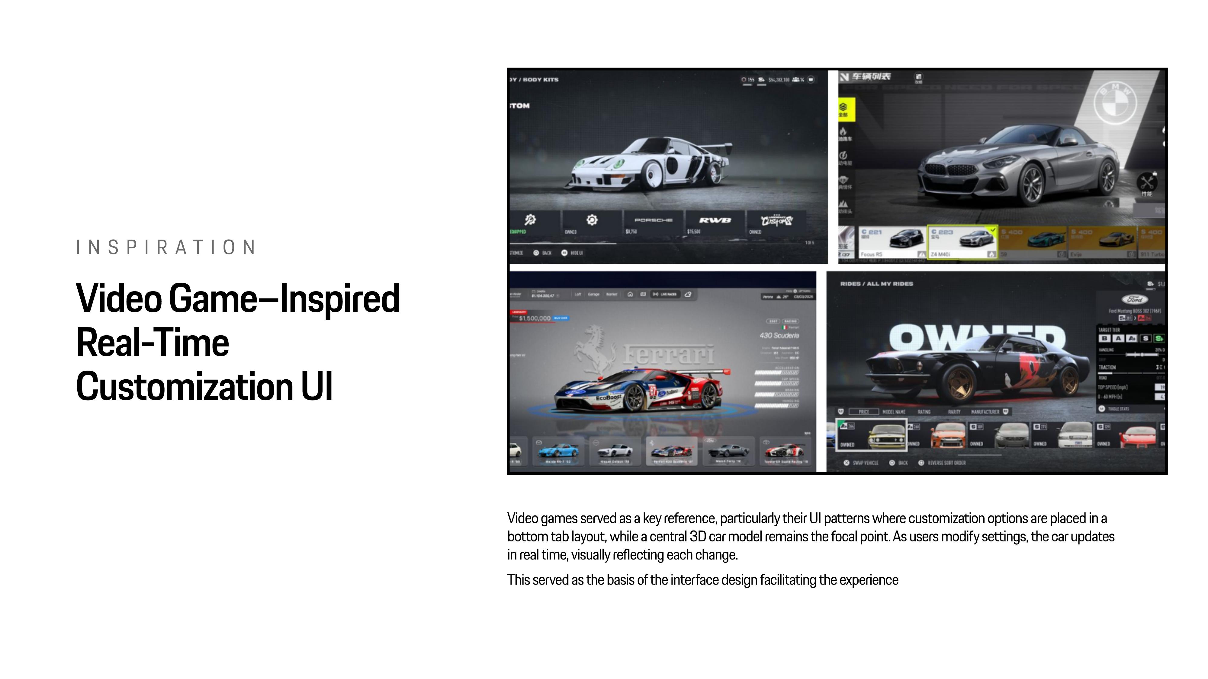 Video game UI inspiration — Gran Turismo and Forza customization